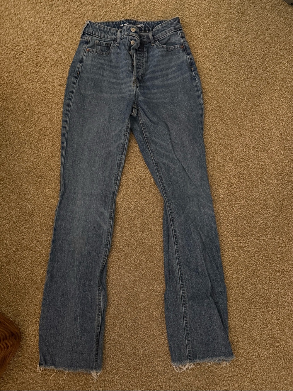 Old Navy High-Rise Straight-Leg Jeans — Medium Blue Wash